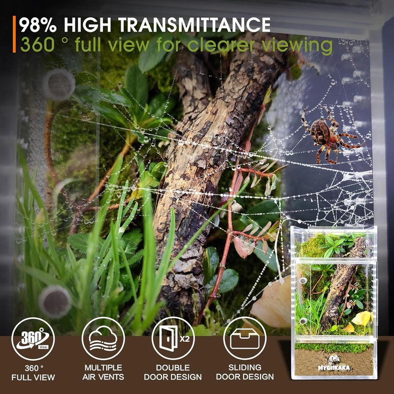 MYGIIKAKA Jumping Spider Enclosure Accessories, Tarantula Spider Box, Bug Cage, Praying Mantis Habitat Enclosure, Snail Insect Terrarium, Caterpillar Habitat (3x3x6 inch) - Image 2